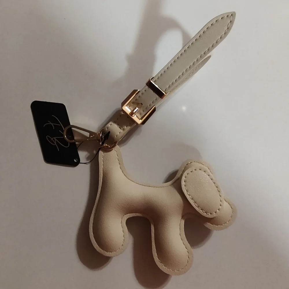 Cream Dog Bag Charm with Strap - Picture 1 of 1